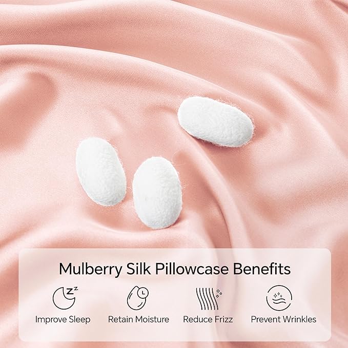 INFIIXSO Mulberry Silk Pillowcase for Hair and Skin, Silk Pillow Cases King Size with Hidden Zipper 20x40 Inches, Extraordinary Smooth and Soft Cooling Pillow Cases for Hot Sleepers(Coral, 1 Pack) - Bloomnest