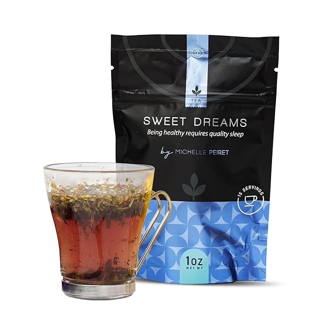 Michelle Peiret Sweet Dreams Sleep Tea Sleepy, Blend, Natural Bedtime Tea for Restful Nights, Raspberry Flavored, 15 Servings - Bloomnest