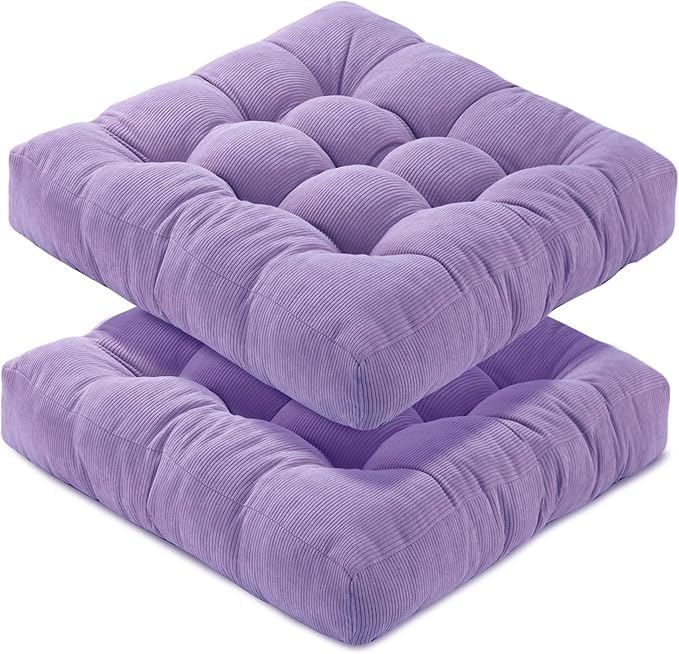 Floor Cushions for Adults Floor Pillows for Sitting Large Square Tufted Meditation Pillows Memory Foam 2 Pcs, 22" x 22", Purple - Bloomnest