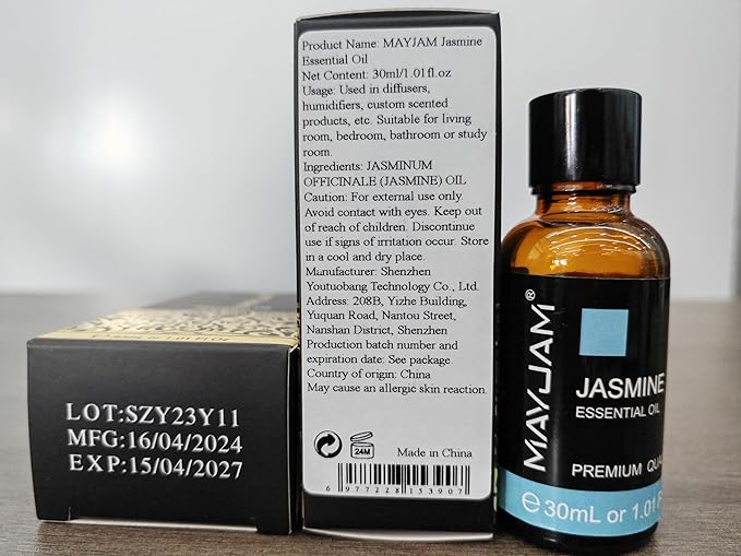 Jasmine Essential Oil 30ML/ 1.01FL.OZ, MAYJAM Pure Jasmine Oil Aromatherapy Essential Oil for Massage, DIY Soap, Ideal for Home Yoga Use - Bloomnest