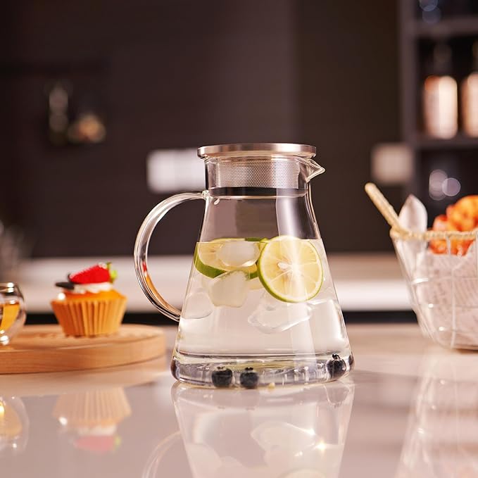 CNGLASS 30.5oz/900ml Glass Teapot Stovetop Safe,One-Touch Clear Tea Kettle,Blooming and Loose Leaf Tea Maker - Bloomnest