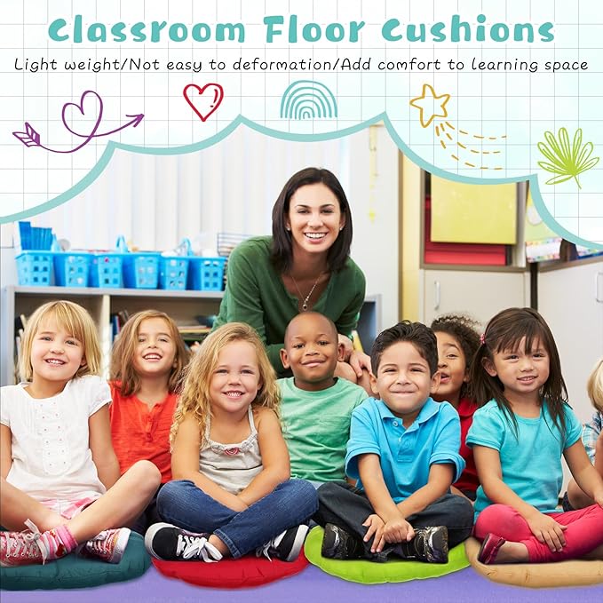 Tinideya 24 Pcs Round Floor Cushions Floor Pillows Meditation Seat Pillows Flexible Seating for Adults Kids, Chair Cushions for Classroom, Nursery, Living Room, Yoga(Medium 15.7 Inch,Multi Color) - Bloomnest