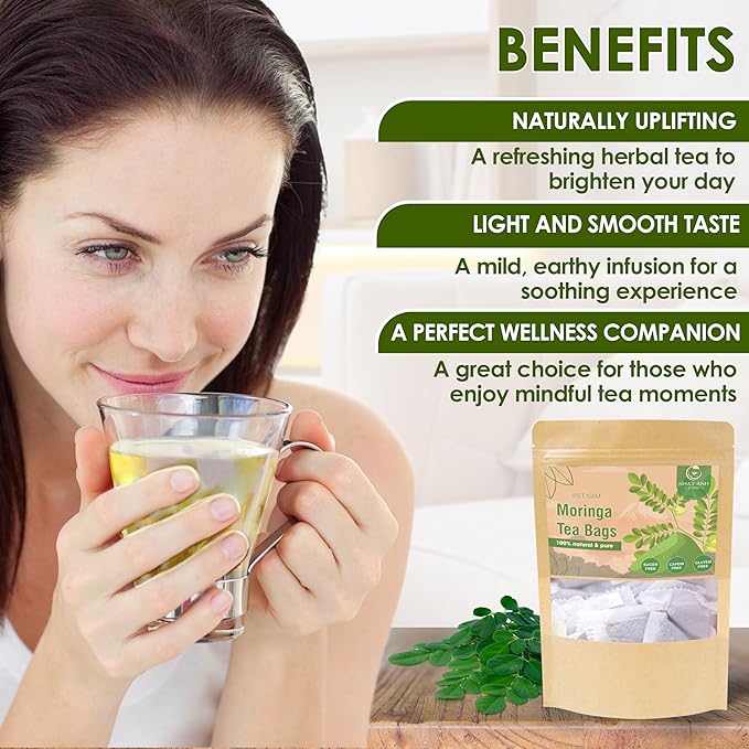 NHAT ANH FARM - Premium Moringa Tea Bags, 40 Tea Bags, 100% Natural Dried Moringa Leaves, Naturally Sweet Herbal Tea, Sugar-Free, Caffeine-Free, No Additives - Bloomnest