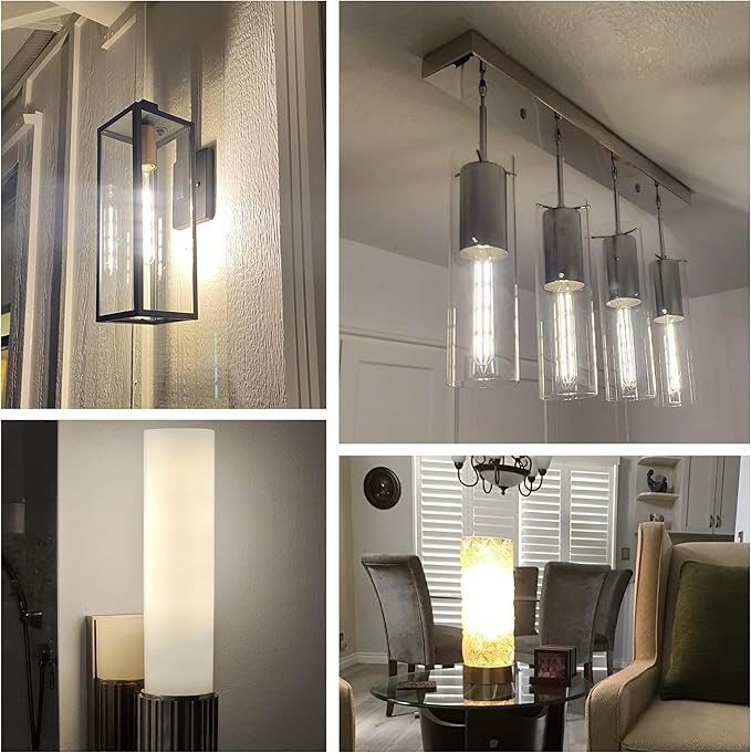 11.8IN 1000LM 5000K Daylight White Light Bulbs E26 Base, T10 T9 Edison Bulbs Dimmable 8W, AC 120V 100 Watt Equal Filament Bulb, Vintage Clear Glass Long Tubular LED Bulb, UL Listed - 4Pack - Bloomnest