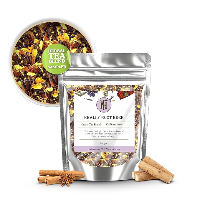Nelson's Tea Really Root Beer - Caffeine Free Sarsaparilla Root Herbal Loose Leaf Tea; Blend of Flavors like Sarsaparilla, Sassafras Burdock, and More! - (Sample 0.5 Oz) - Bloomnest