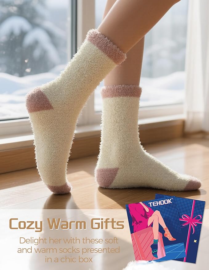 TEHOOK Warm & Cozy Valentines Gifts for Women, Fluffy Fuzzy Plush Sleeping Slipper Socks - Soft Warm Fabric - Bloomnest