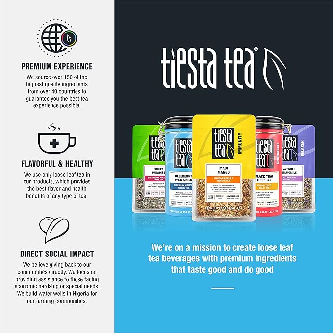 Tiesta Tea - Yerba Mate, Loose Leaf, Traditional Green Maté Tea, Premium High Caffeinated Blend, Make Hot or Iced, Brews Up to 200 Cups, Rich Flavors, 12oz Resealable Bulk Pouch - Bloomnest