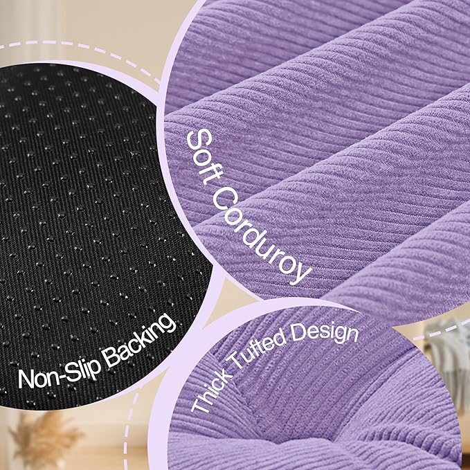 Floor Cushions for Adults Floor Pillows for Sitting Large Square Tufted Meditation Pillows Memory Foam 2 Pcs, 22" x 22", Purple - Bloomnest