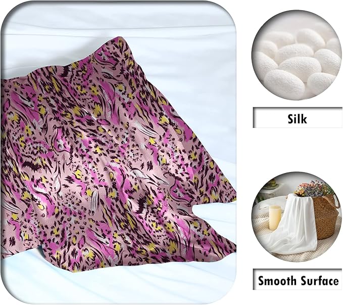 Mulberry Silk Pillowcase for Hair and Skin Standard Size Leopard Print Pillow Cases with Zipper Soft Breathable Smooth Cooling Covers Sleeping (Pink Paint, 20"X 26",1Pcs) - Bloomnest
