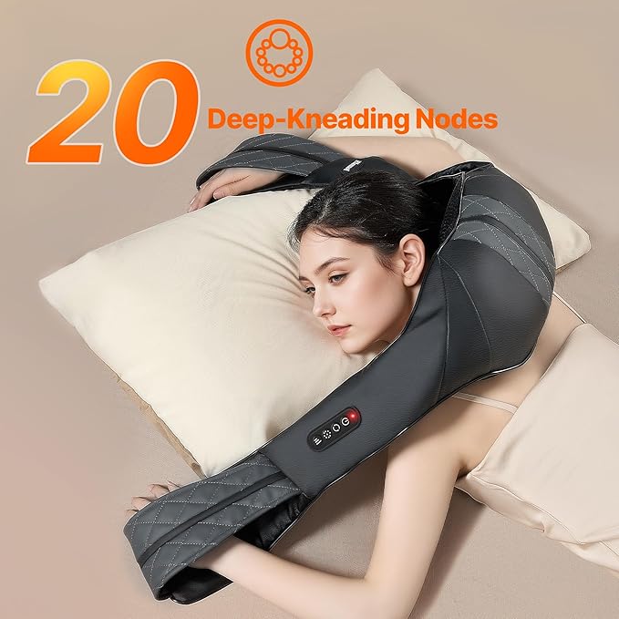 Neck Shoulder Massager with Heat - Rechargeable Back and Neck Massage Pain Relief Deep 5D Tissue Shiatsu Kneading Massager for Shoulder Back Leg Gifts for Mom Dad Men Women Her Him
