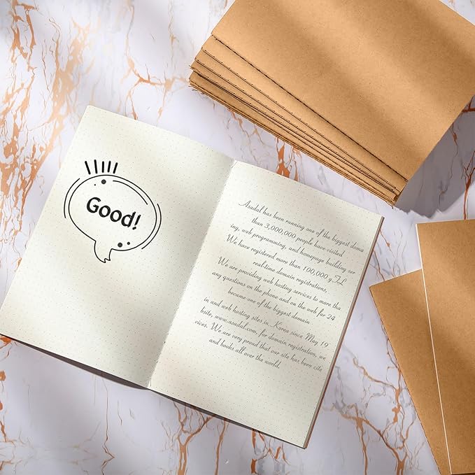 Mimorou 100 Pcs Journals Notebooks Bulk - Kraft Softcover A5 Small Notebooks 5.5 Inch x 8.3 Inch Notepads with 60 Page 30 Sheet for Writing Sketch Travel Office Supplies(Brown,Dot) - Bloomnest