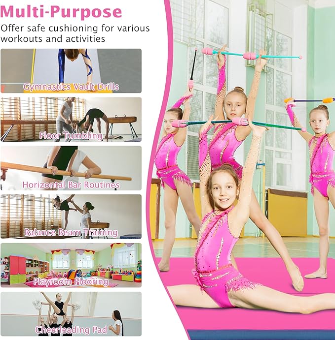 Giantex 4' x 4' Folding Gymnastics Mat with Carry Handles, Bio-Folding Tumbling Mat for Kids & Cheerleading - Bloomnest