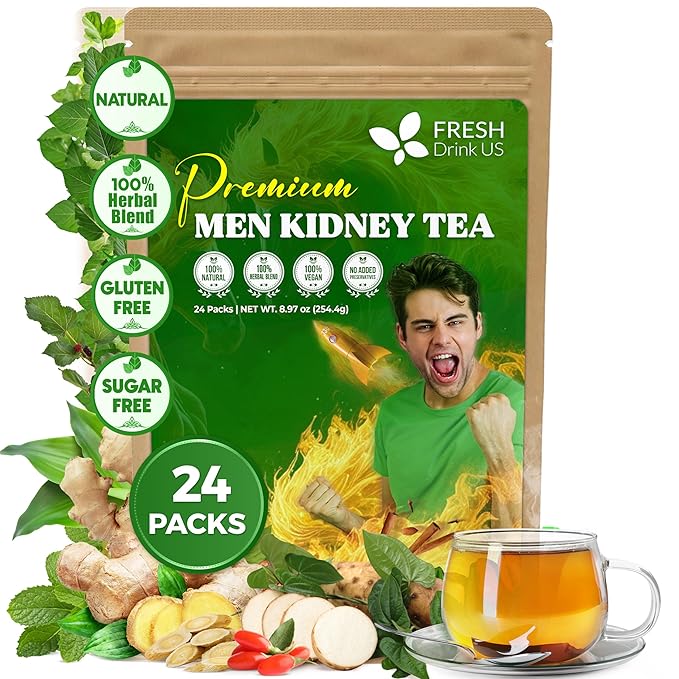 FreshDrinkUS, 24 Packs of Premium Herbal Kidney Support Tea – Ginseng Six Treasure Blend, 9 Powerful Ingredients, 10g/Bag – Men's Wellness Tea with Ginseng and Five Treasure Aid Root. - Bloomnest
