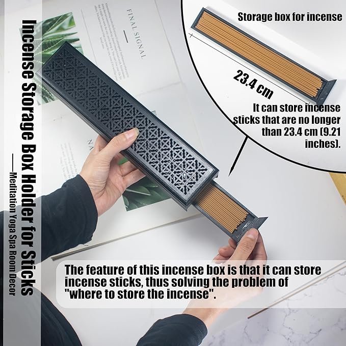 Incense Holder with Storage,Incense Holder Burner,Incense Box,Coffin Incesne Holder for Sticks, Wooden Incense-Stick Holder Ash Catcher for Home Meditation,Yoga,Bedroom,Studyroom,Office Decor(Black) - Bloomnest