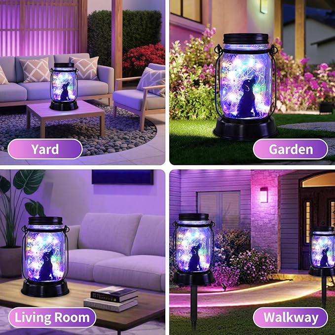 kyoryuger Dog Solar Colorful Lanterns Dog Lover Gifts for Women Men Dog Lovers Gifts Hanging Dog Lanterns with Stake for Yard Lawn Garden Decor Waterproof Dog Lights Torches - Bloomnest