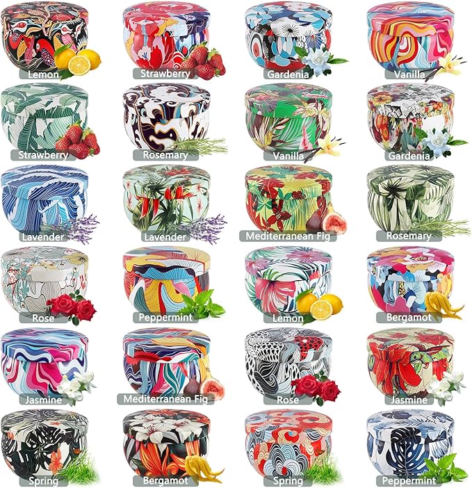 24Pack Scented Candles,Soy Wax Travel Tin Jar Candles,Aromatherapy Candles for Home 2.5 OZ Scented Candles for Mom for Christmas Candles, Birthday, Thanksgiving, Mother's Day,Valentine'sDay - Bloomnest