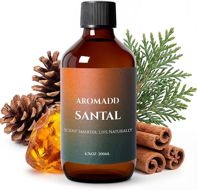 Aromadd Santal Diffuser Oil Inspired by Luxury Hotel Scent, Essential Oils for Waterless Diffuser, Warm Sandalwood & Amber Aroma, Long-Lasting & Natural Home Fragrance - 6.76 fl oz (200 mL) - Bloomnest
