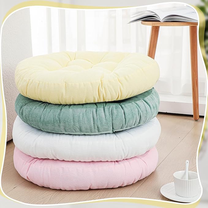 Jerify Floor Pillow Cushions 22 x 22 Inch Round Square Large Meditation Floor Pillow for Classroom Adult Meditation Picnic Party Cushion for Seating Gift Christmas(Round,Macaroon,4 Pcs) - Bloomnest