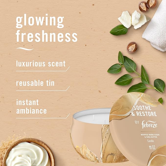 Febreze Scented Candle, Soothe & Restore Scent, 11 oz 4 Wick Candle, Single Pack - Bloomnest