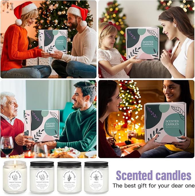 LOSNYA 4 Pack Candles for Home Scented, Lavender Candles, 28 oz 200 Hour Long Lasting Aromatherapy Candle Set, Candle Gift Set for Women, Perfect for Birthday Gifts - Bloomnest
