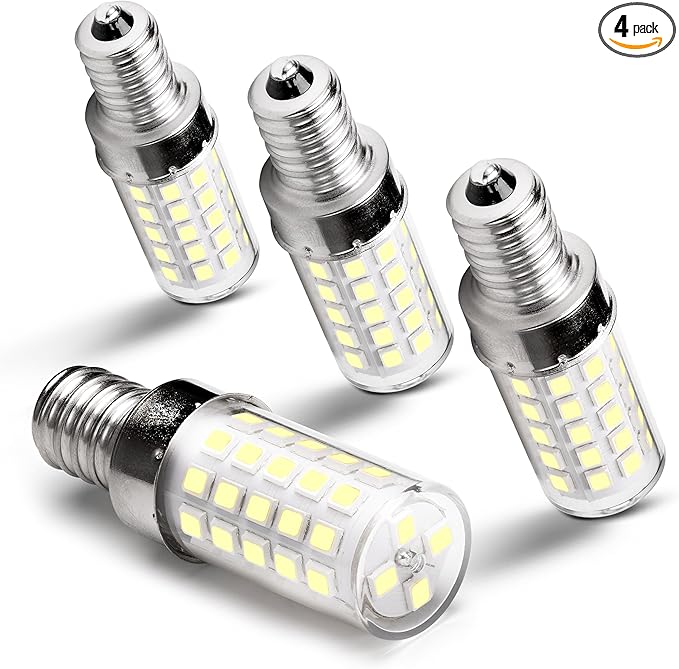 E12 Candelabra LED Light Bulbs 60 Watt Equivalent 6W 6000K Daylight White 550lm E12 C7 T6 Small Base for 120 Volt Chandelier Pendant Ceiling Fan Lighting Table Salt Lamp, Non-dimmable, 4 Pack - Bloomnest
