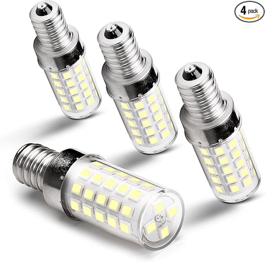 E12 Candelabra LED Light Bulbs 60 Watt Equivalent 6W 6000K Daylight White 550lm E12 C7 T6 Small Base for 120 Volt Chandelier Pendant Ceiling Fan Lighting Table Salt Lamp, Non-dimmable, 4 Pack - Bloomnest