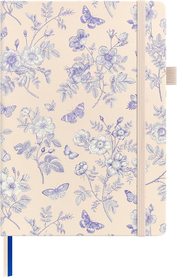&And Per Se Lined Journal Notebook, 160 Pages, A5 5.7 x 8 inches College Ruled Thick Paper Notebook Journals for Writing, Hardcover Notebooks for Women Men Office School (Blue Flowers)