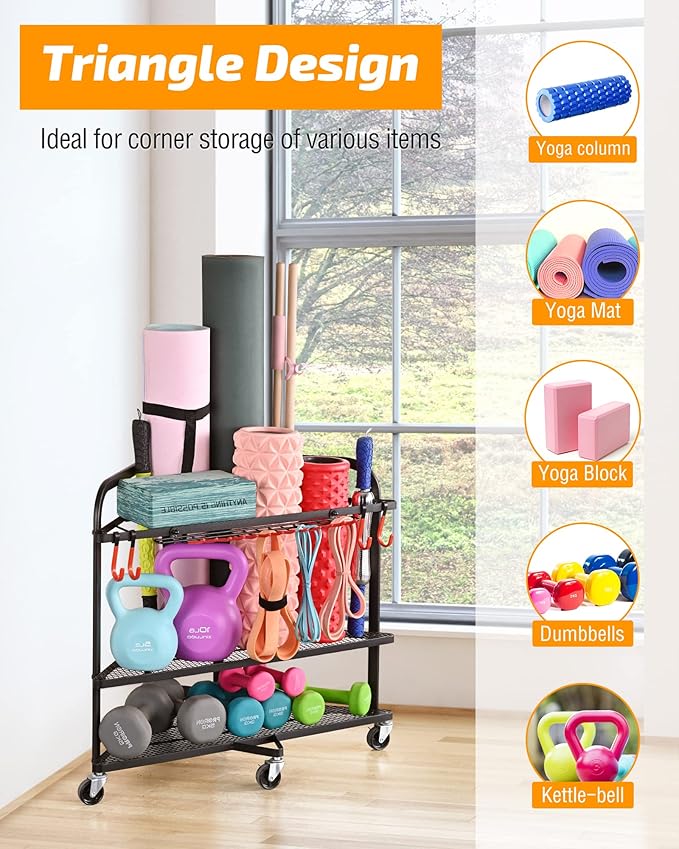 PLKOW Weight Rack for Dumbbells, Home Gym Storage for Dumbbells Yoga Mat Kettlebells, Yoga Mat Storage Rack for Garage, Home Gym - Bloomnest