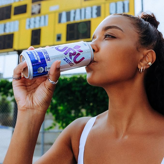 GURU ZERO SUGAR Wild Berry Organic Energy Drink with Plant Based Natural Caffeine from Green Tea, Coconut Water, Prebiotic, Zero Added Sugars, Gluten Free & Vegan, Pre Workout, 140MG Caffeine, 12 Oz (Pack of 24) - Bloomnest
