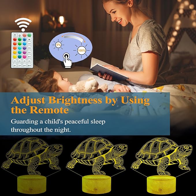 Tortoise Gifts for Men, Turtle Night Light with Remote Control, 16 Colors Changing, Timer, RGB Flashing Mode and Dimmable, Tortoise Gifts Stuff for Men Christmas Decor - Bloomnest