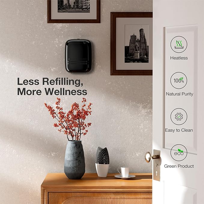 Airversa Waterless Essential Oil Diffuser (400 mL Capacity) Starter Kit 200mL Fragrance Scent Oils, Up to 2000 sq ft Aromatherapy Smart Scent Air Machine for Home, Large Room, Office, ANW Kit Black - Bloomnest