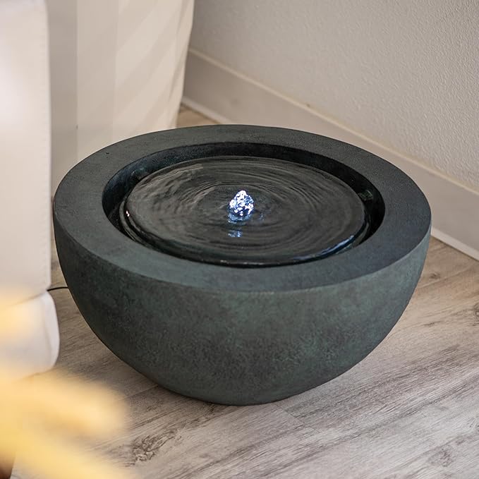 Xbrand 19.8" W Round Polyresin Indoor/Outdoor Sphere Water Fountain w/LED Light - Bloomnest