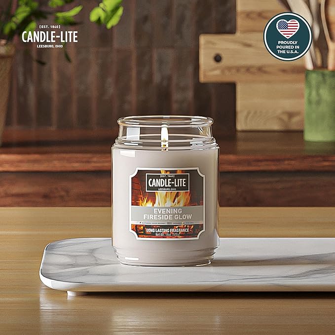 Candle-lite Fall Scented Candles, Evening Fireside Glow, 18 oz Jar, Proudly Poured in The USA, Aromatherapy Candle, Single-Wick with 110 Hours of Burn Time, Perfect for Creating a Refreshing Ambiance - Bloomnest