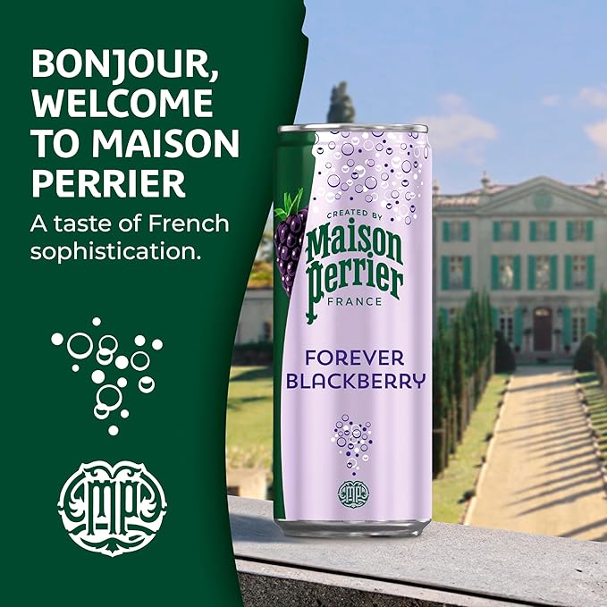 Maison Perrier Forever Blackberry Flavored Sparkling Water, 11.15 Fl Oz Cans, 8 Count, 3 Pack - Bloomnest