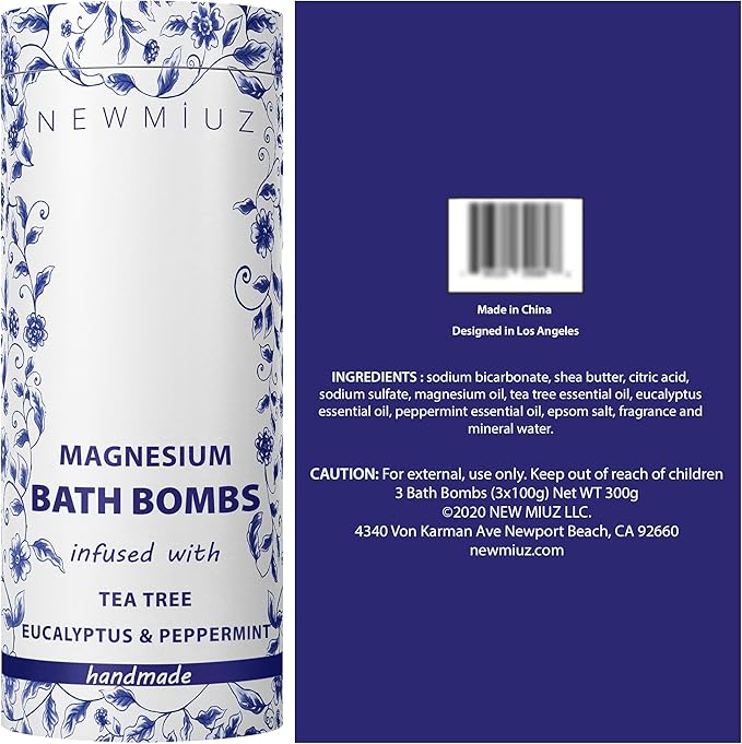 Magnesium Bubble Bath Bombs Long Lasting Foaming Sore Muscles Recovery Tea Tree Relaxing Stress Relief Calming Self Care Spa Gift for Birthday Christmas - Bloomnest
