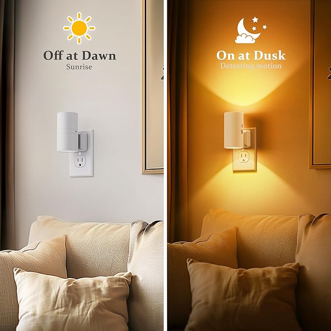 Amber Night Lights Plug into Wall, Dimmable Night Light Plug in, Modern Night Lights Auto On/Off, Amber Night Light 2000K, 0-100LM Adjustable Brightness Nightlight for Hallway Bedroom, 2 Pack - Bloomnest