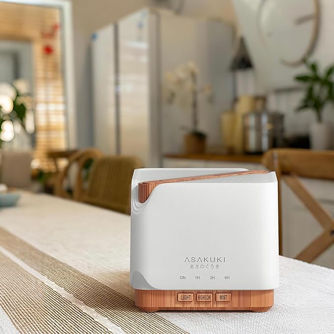 ASAKUKI 700 ml Premium Essential Oil Diffuser, 5 in 1 Ultrasonic Aromatherapy Fragrant Oil Vaporizer Humidifier, Timer and Auto-Off Safety Switch, 7 LED Light Colors - Bloomnest