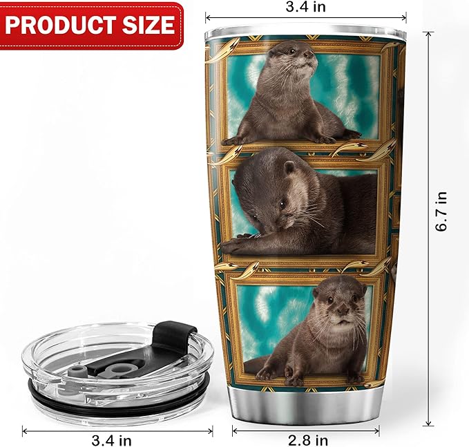 Sea Otter Coffee Tumbler For Women Cute Otters Gifts For Friend Stainless Steel Double Walled Cup With Lid Aquatic Animals Mug Birthday Present Funny Things For Animal Lovers - Bloomnest