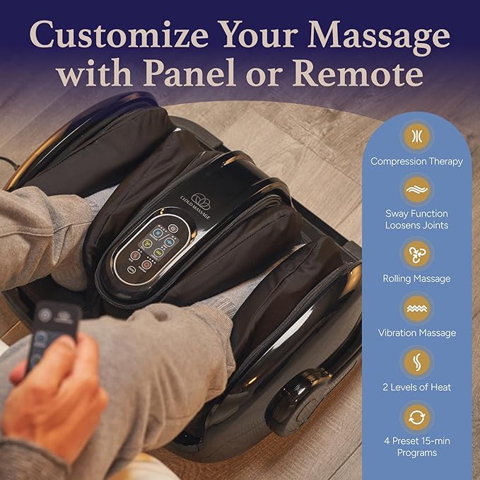 Cloud Massage Shiatsu Foot Massager with Heat, Deep Kneading Therapy for Pain Relief, Circulation, Post-Activity Relaxation - Foot Massager for Plantar Fasciitis, and Arthritis Relief - Bloomnest