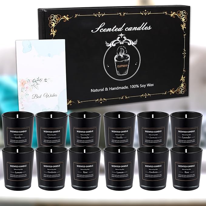 12 Pack Scented Candles Gift Set 2.5oz Strong Fragrance Aromatherapy Jar Candle Set Soy Wax Decorative Candles for Home Scented Candles Best Gifts for Women. - Bloomnest