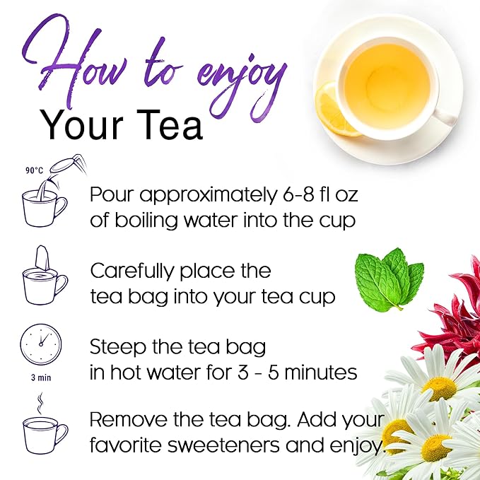 Refreshing Mint Herbal 60 Tea Bags – Special Blend Of Spearmint and Peppermint with Chamomile, and Top Herbal Ingredients for Digestive Comfort & Relaxation, Caffeine-Free, Naturally Sweet, Non GMO - Bloomnest