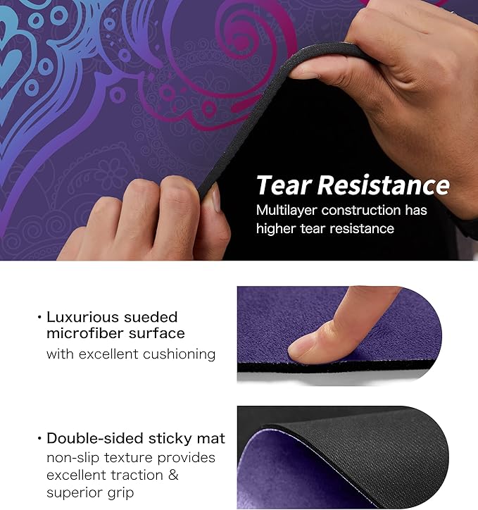 Round Meditation Pilates Yoga Mat Luxury Suede Large Yoga Mat Natural Rubber Non-Slip Base is ery Suitable for Meditation, Stretching, Yoga Environmental Protection, Fitness Exercise, Home and Outdoor. 140CM Diameter