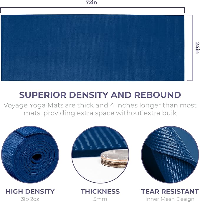 Sunshine Yoga Voyage Yoga Mat, 10 Pack, 72" x 24" Professional Studio and Gym Bulk Yoga Mats, 5mm Thick, Durable, Anti-Tear, Non Slip Fitness and Exercise Mats - Bloomnest