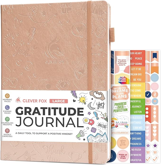 Clever Fox Gratitude Journal Large – Happiness, Positivity & Affirmation Journal – Inspirational Daily Notebook, 3 Months, 8.3x11” (Rose Gold) - Bloomnest