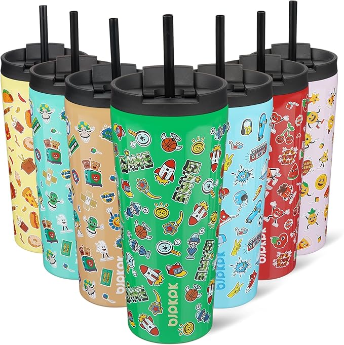 BJPKPK 22oz Stainless Steel Insulated Tumbler With lid And Straw Travel Coffee Thermal Tumblers Cup For Women And Men,Game - Bloomnest