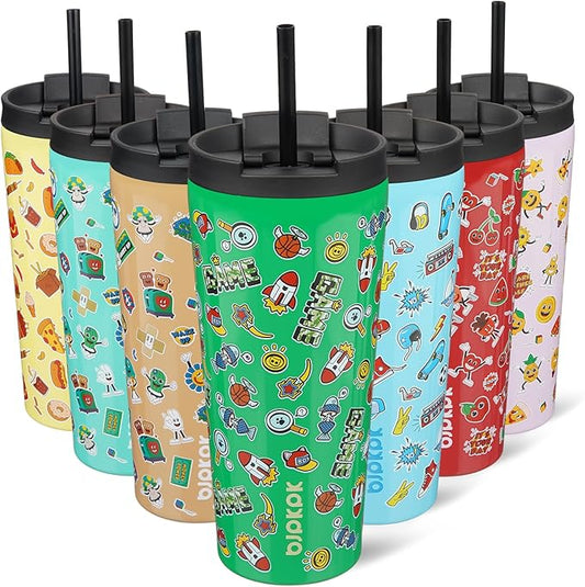 BJPKPK 22oz Stainless Steel Insulated Tumbler With lid And Straw Travel Coffee Thermal Tumblers Cup For Women And Men,Game - Bloomnest
