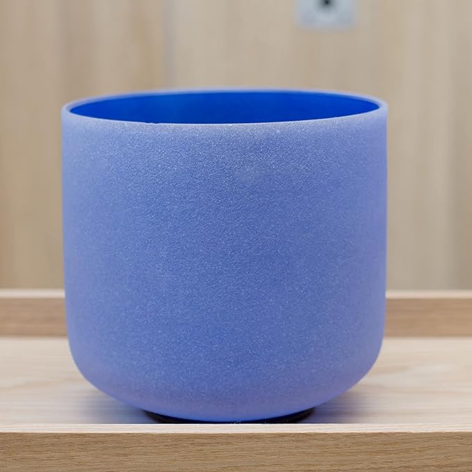 Leize Quartz Crystal Singing Bowl 432hz A Note Third Eye Chakra Indigo 7" with Suede Striker - Bloomnest