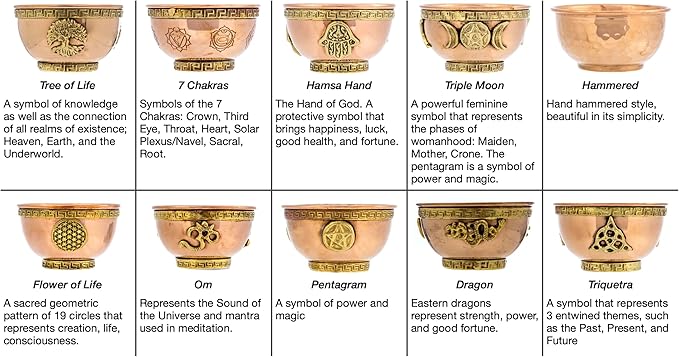 Hamsa Hand Copper Bowl - Offering Bowl For Altar or Ritual Use, Incense Holder and Smudge Kit, Home Decor - Bloomnest