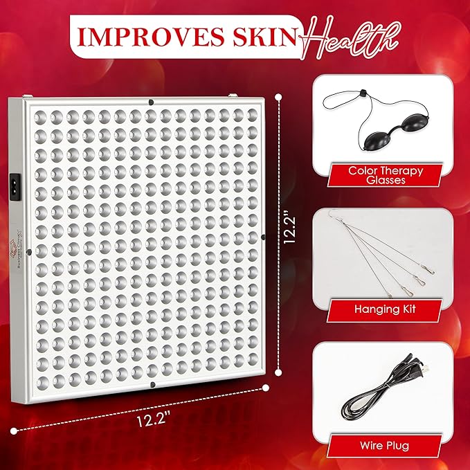 LED Red Light Therapy Panel for Face & Body - 45W Device with Deep 660nm & Near Infrared 850nm & Adjustable Hanger, Skin Care Beauty, Hair Growth, Natural Pain Relief for Muscle & Joints BusinessClimax