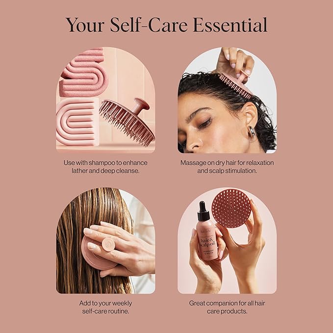Kitsch Scalp Massager for Hair Care - Scalp Scrubber, Shampoo Brush & Exfoliator for Scalps- Hair Scrubber for Relaxing Bath - Terracotta Kitsch